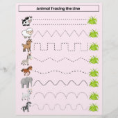 Tiere verfolgen das Line Worksheet for Kids Flyer (Vorne)