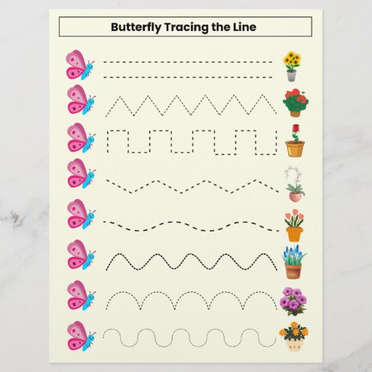 Tiere verfolgen das Line Worksheet for Kids Flyer (Hinten)