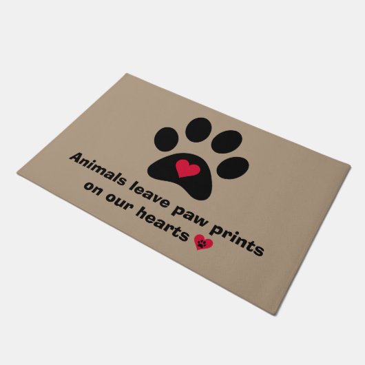 "Tiere Verließ Paw Prints auf unseren Herzen..." Fußmatte (Schrägansicht)