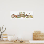 Tiere Vögel Bienen Picket Fence Blumengarten Poster (Küche)