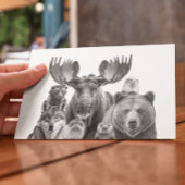 Tiere von Alaska Portrait Bear Moose Wolf Postkarte