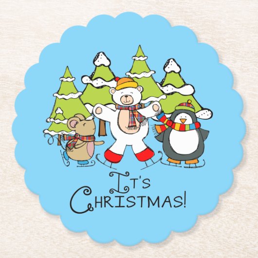 Tiere Weihnachten Untersetzer (Vorderseite)