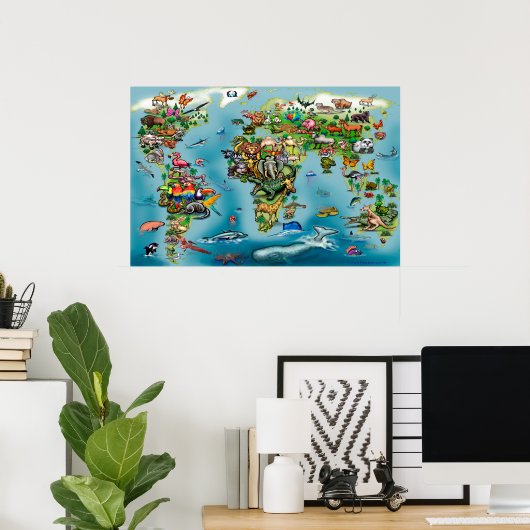 Tiere Weltkarte HUGE Poster (Heimbüro)