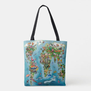 Tiere Weltkarte Tasche