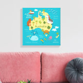 Tiere Weltkarte von Australien für Kinder Leinwanddruck (Insitu (Wohnzimmer))