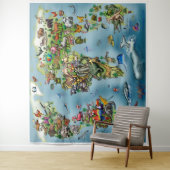 Tiere Weltkarte Wandteppich (Beispiel)