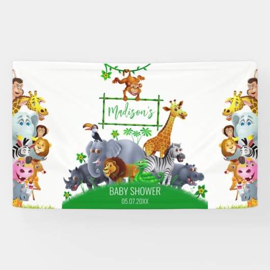 Tiere Wild One Jungle Grüne Safari Winter Banner (Horizontal)