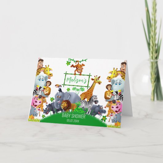 Tiere Wild One Jungle Grüne Safari Winter Dankeskarte (Vorderseite)