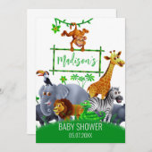 Tiere Wild One Jungle Grüne Safari Winter Einladung (Vorne/Hinten)