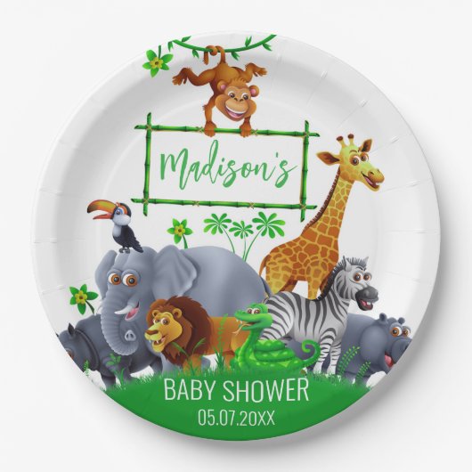 Tiere Wild One Jungle Grüne Safari Winter Pappteller (Vorderseite)