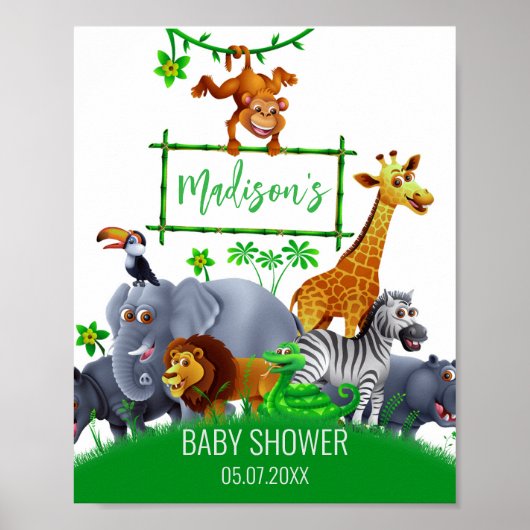 Tiere Wild One Jungle Grüne Safari Winter Poster (Vorne)