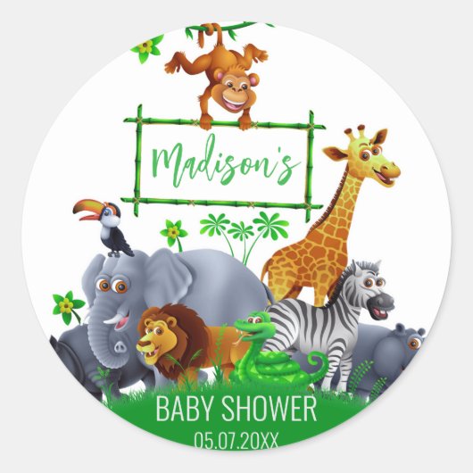 Tiere Wild One Jungle Grüne Safari Winter Runder Aufkleber (Vorderseite)