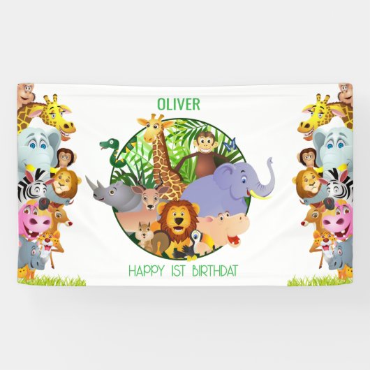 Tiere Wild-One-Jungle-Safari Für Kinder Banner (Horizontal)
