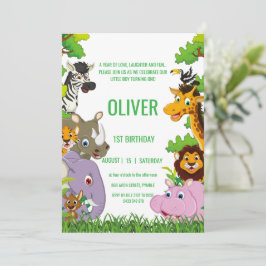 Tiere Wild-One-Jungle-Safari Für Kinder Einladung