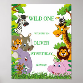 Tiere Wild-One-Jungle-Safari Für Kinder Poster