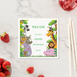 Tiere Wild-One-Jungle-Safari Für Kinder Serviette
