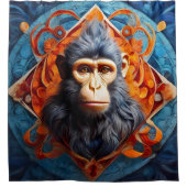 Tiere & Wildtierportraits auf blau und rot Duschvorhang (Vorderseite)