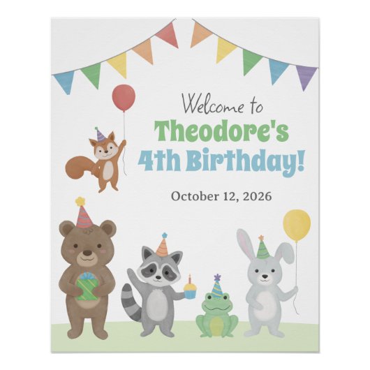 Tiere Willkommen Party-Schild Poster (Vorderseite)