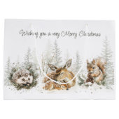 Tiere Winterwald Weihnachten Große Geschenktüte (Rückseite)