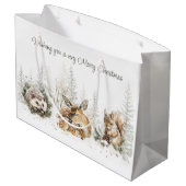 Tiere Winterwald Weihnachten Große Geschenktüte (Rückseite Schrägansicht)