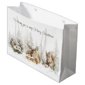 Tiere Winterwald Weihnachten Große Geschenktüte (Vorderseite Schrägansicht)