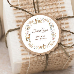 Tiere Woodland Baby Dusche Vielen Dank Runder Aufkleber