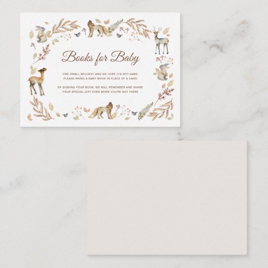 Tiere Woodland Baby Shower Books for Baby Begleitkarte (Vorne/Hinten)