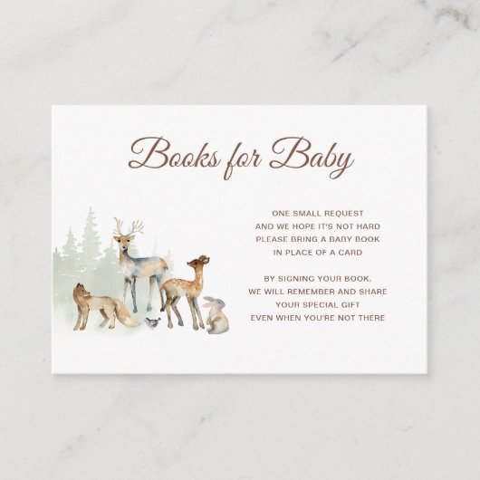 Tiere Woodland Baby Shower Books for Baby Begleitkarte (Vorderseite)