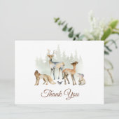 Tiere Woodland Babydusche Dankeskarte (Stehend Vorderseite)