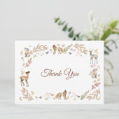 Tiere Woodland Babydusche Dankeskarte (Stehend Vorderseite)