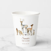 Tiere Woodland Babydusche Pappbecher (Rückseite)