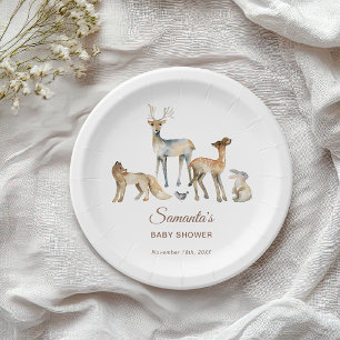 Tiere Woodland Babydusche Pappteller