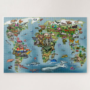Tiere World Map Jigsaw Puzzle
