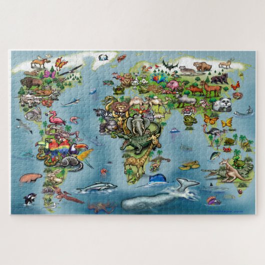 Tiere World Map Jigsaw Puzzle (Horizontal)