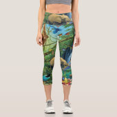 Tiere zusammen werfen Kissen Capri Leggings (Vorderseite)
