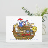 Tiere Zwei von zwei auf Noahs Arche Einladung (Stehend Vorderseite)