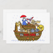 Tiere Zwei von zwei auf Noahs Arche Einladung (Vorne/Hinten)