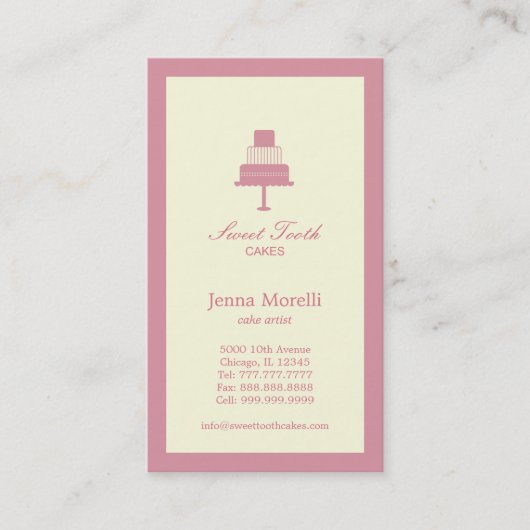 Tiered Cake Business Card - Rosa Visitenkarte (Vorderseite)