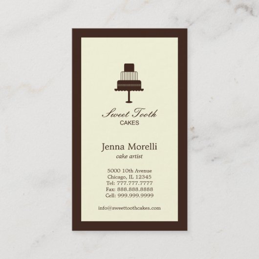 Tiered Cake Business Card - Schokolade Visitenkarte (Vorderseite)