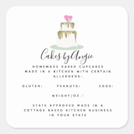 Tiered Cake-Logos, selbst für Lebensmittelunterneh Quadratischer Aufkleber
