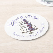 Tiered Lila Floral Wedding Cake Brautparty Runder Pappuntersetzer (Angewinkelt)