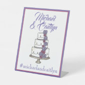 Tiered Lila Floral Wedding Cake Brautparty Sockelschild (Vorderseite)