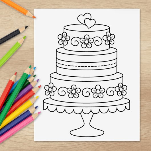 Tiered Wedding Cake Coloring Page Gummistempel