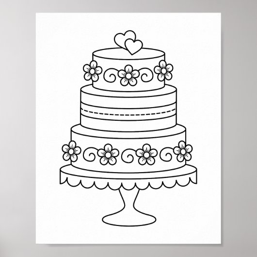 Tiered Wedding Cake Coloring Page Poster (Vorne)