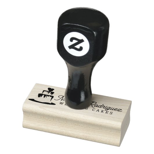 Tiered Wedding Cake Wedding Baker Script Logo Gummistempel (Stempel)