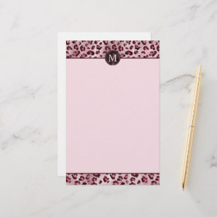 Tiereindruck Rosa Leopard Mit Falscher Folienmonog Briefpapier