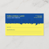 Tierernennung für Navy Yellow Farm Veterinary Visitenkarte (Rückseite)