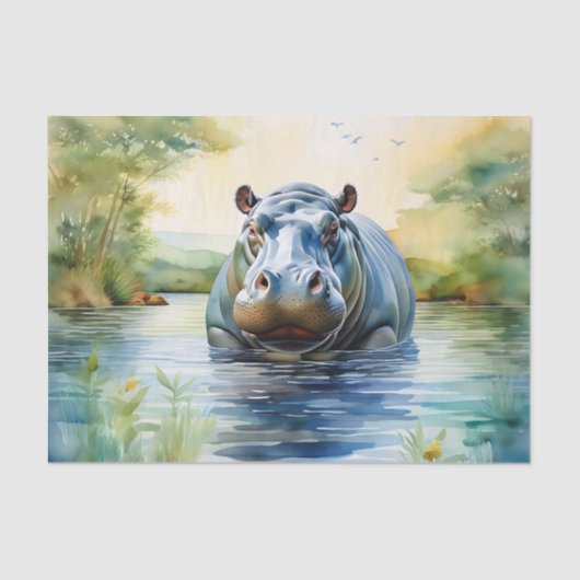 Tierfarbe Hippopotamus Seidenpapier (Vorderseite)