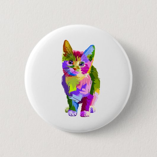 Tierfarbige Dekoration Katzendesign Geometrie Button (Vorderseite)