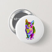 Tierfarbige Dekoration Katzendesign Geometrie Button (Vorne & Hinten)